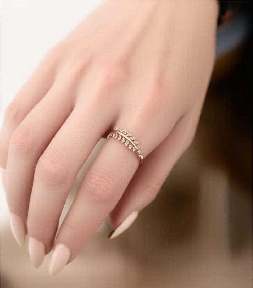 Leaf Rose Gold Cubic Zirconia Ring