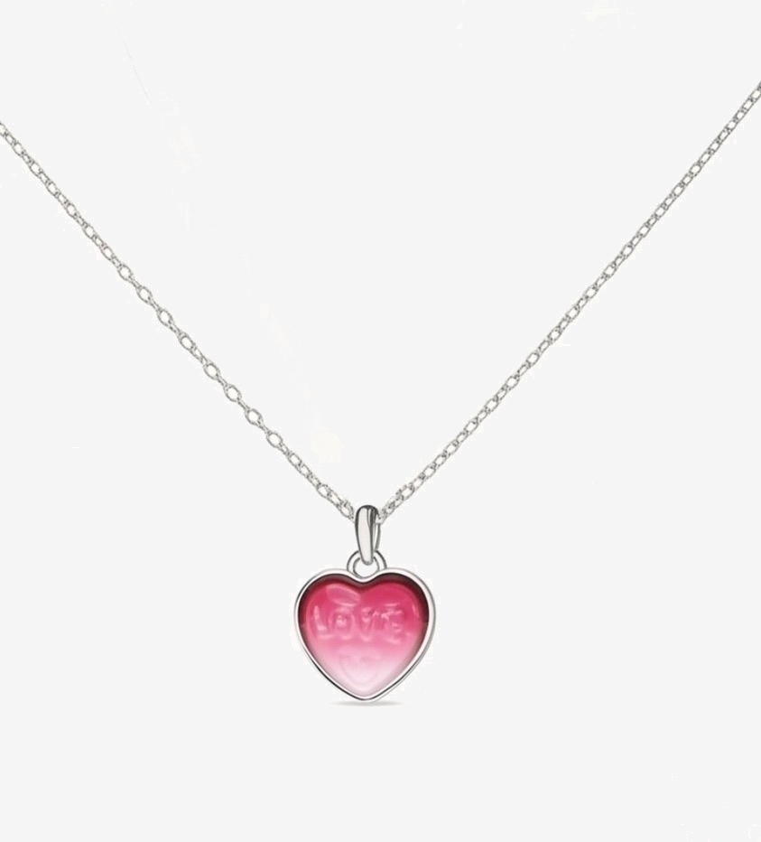 Pink Love Heart Pendant Necklace