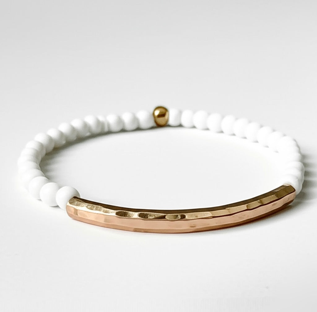 Natural White Stone Beads Bracelet