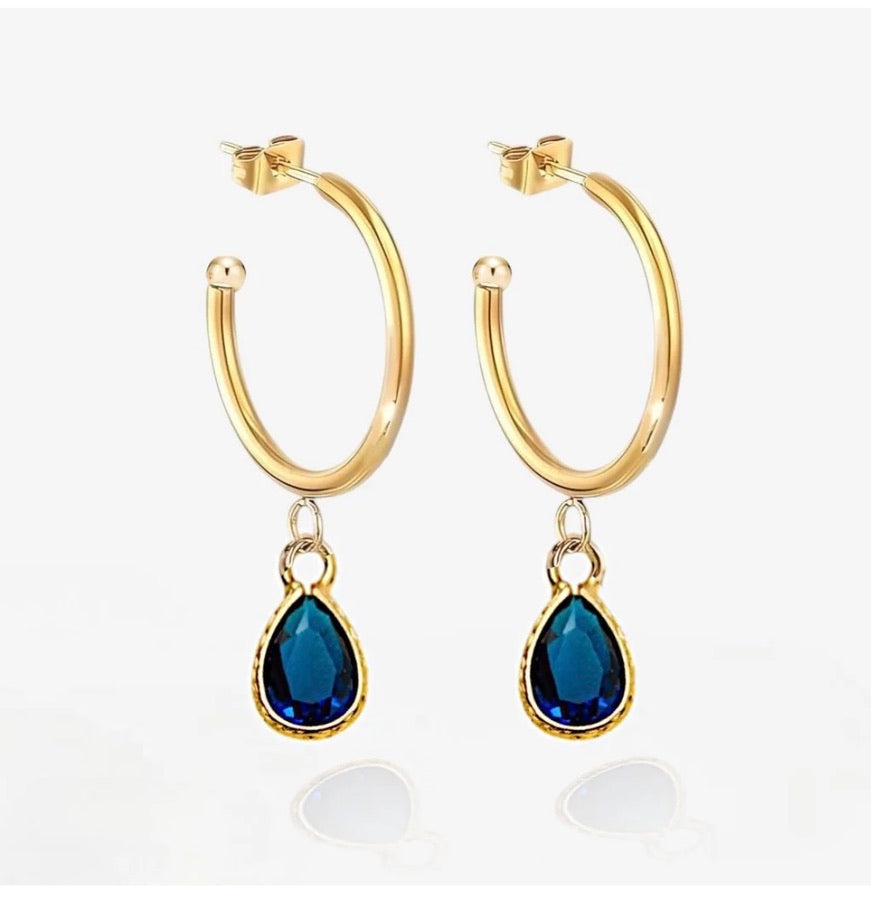 Dark Blue Semi Hoop Earrings
