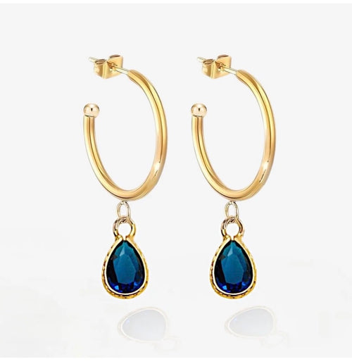 Dark Blue Semi Hoop Earrings
