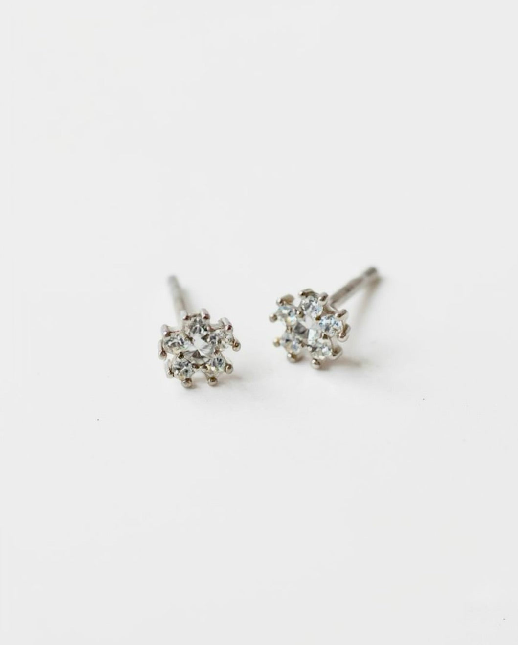 Gentle Circle Cubic Zirconia  Sterling Silver Stud Earrings