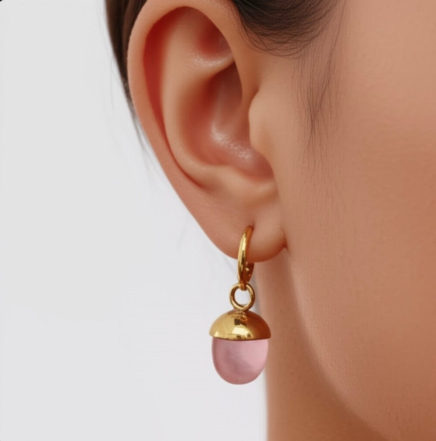 Rose Quartz Teardrop Earrings Charms
