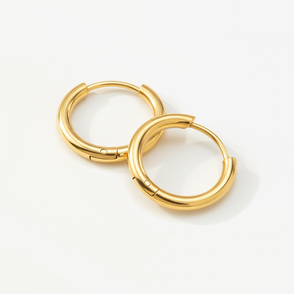 Gold Plated Stainless Steel Hoop Earrings- Large