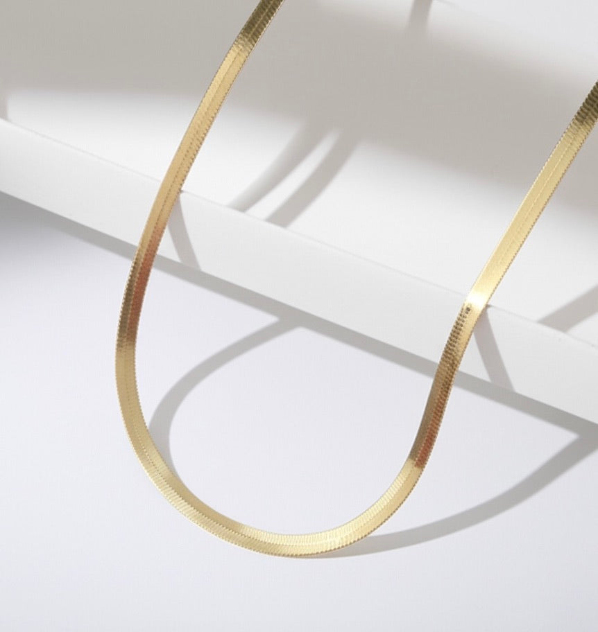 Flat Snake Chain Gold Plated Necklace