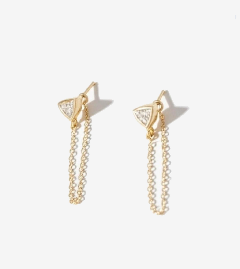 Triangle Gold Plated Chain Stud Earrings