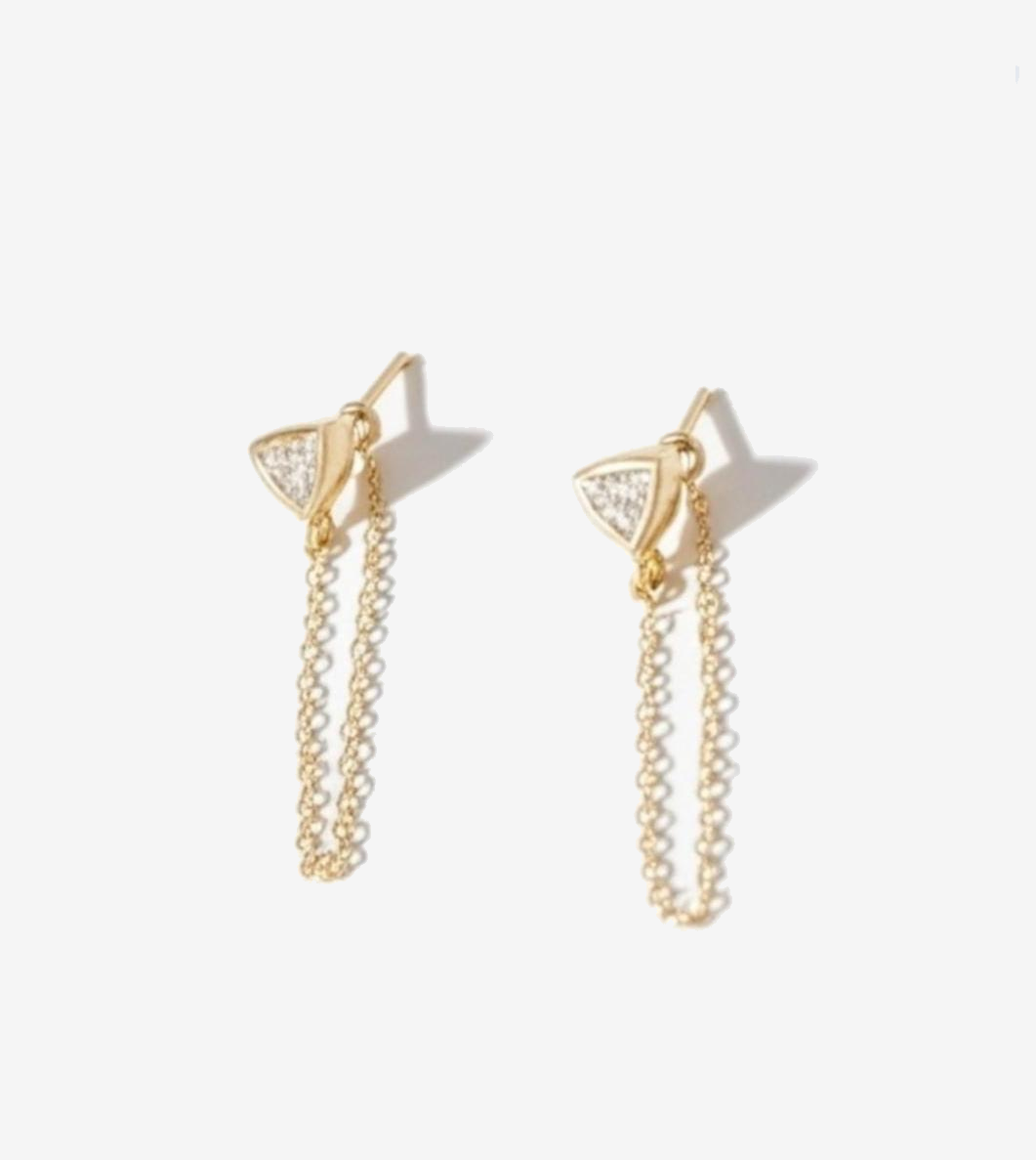 Triangle Gold Plated Chain Stud Earrings