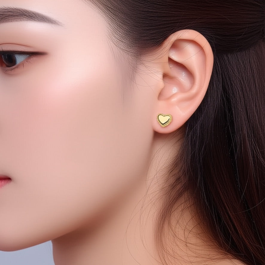 Smooth Hearts Sterling Silver Stud Earrings