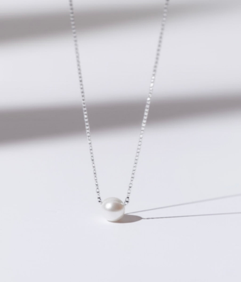 Natural Seashell Pearl Sterling Silver Necklace