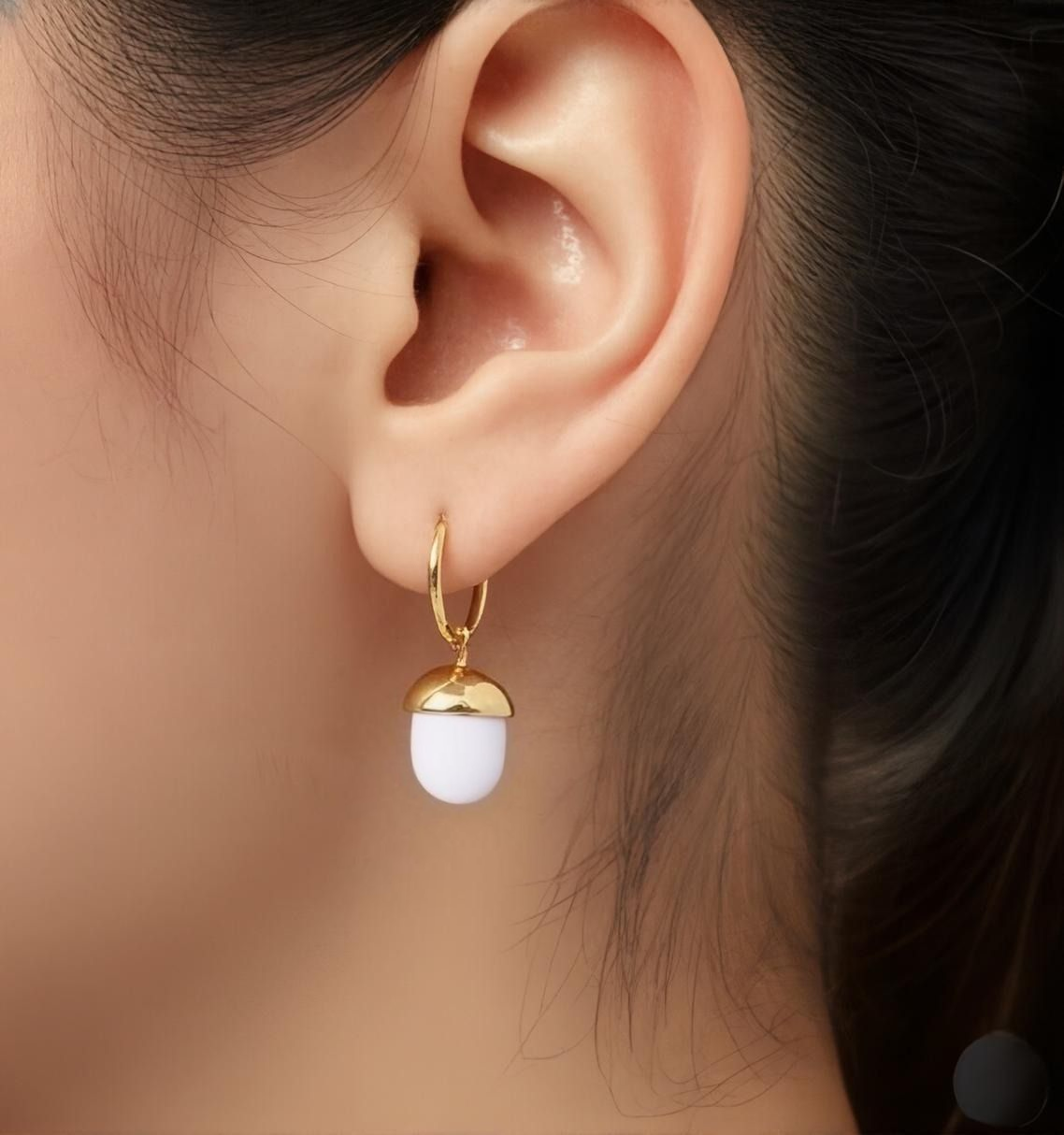 Natural White Teardrop Earrings Charms