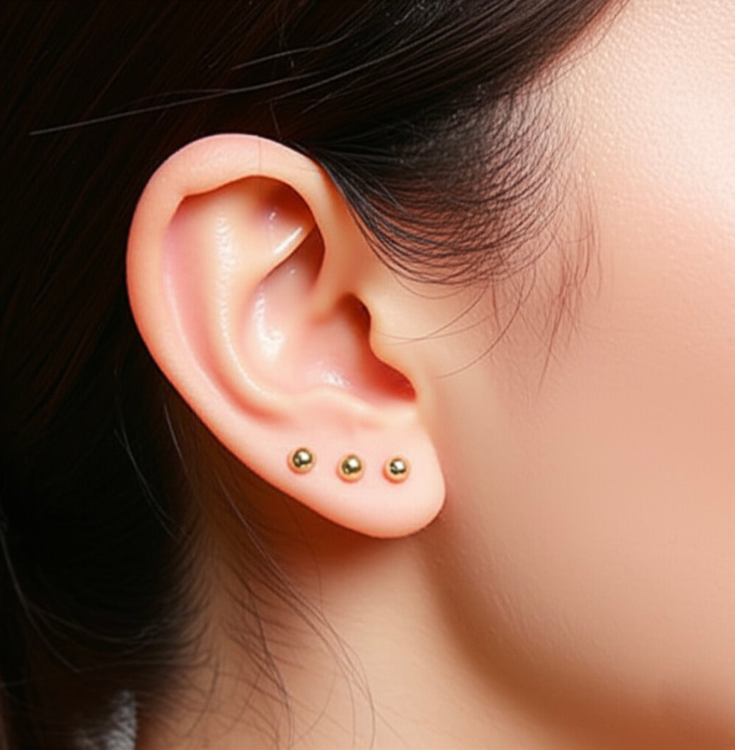 Classic Ball Single Stud Earrings in Gold
