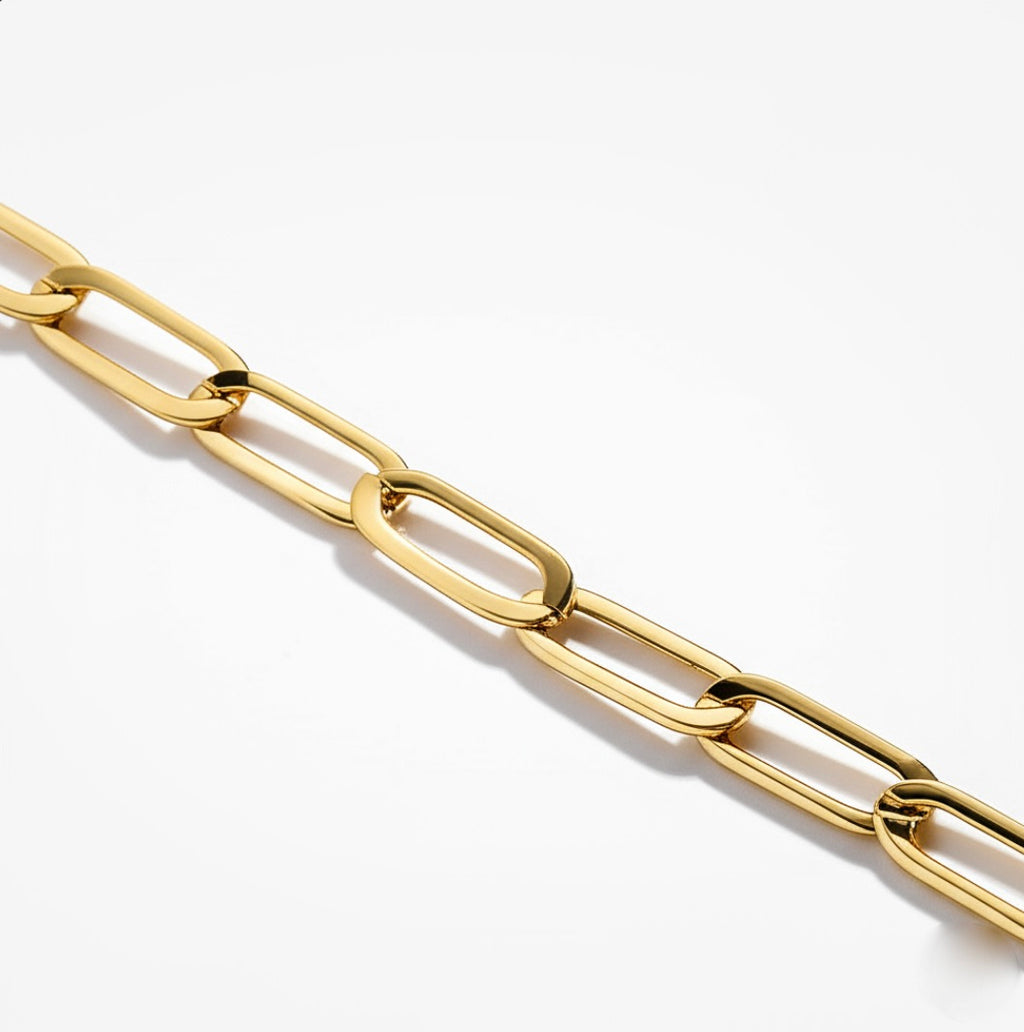 Paper Clip Stainless Steel Necklace in Gold