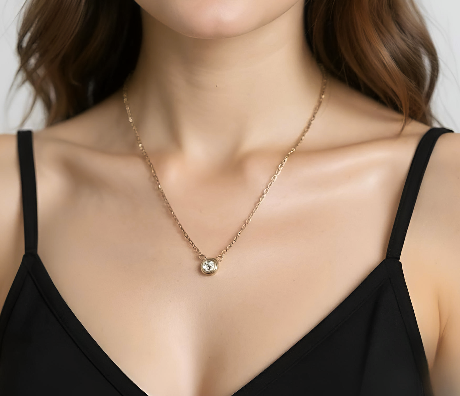 Solitaire Rose Gold Sterling Silver Necklace