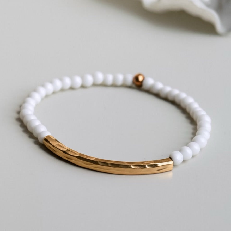 Natural White Stone Beads Bracelet