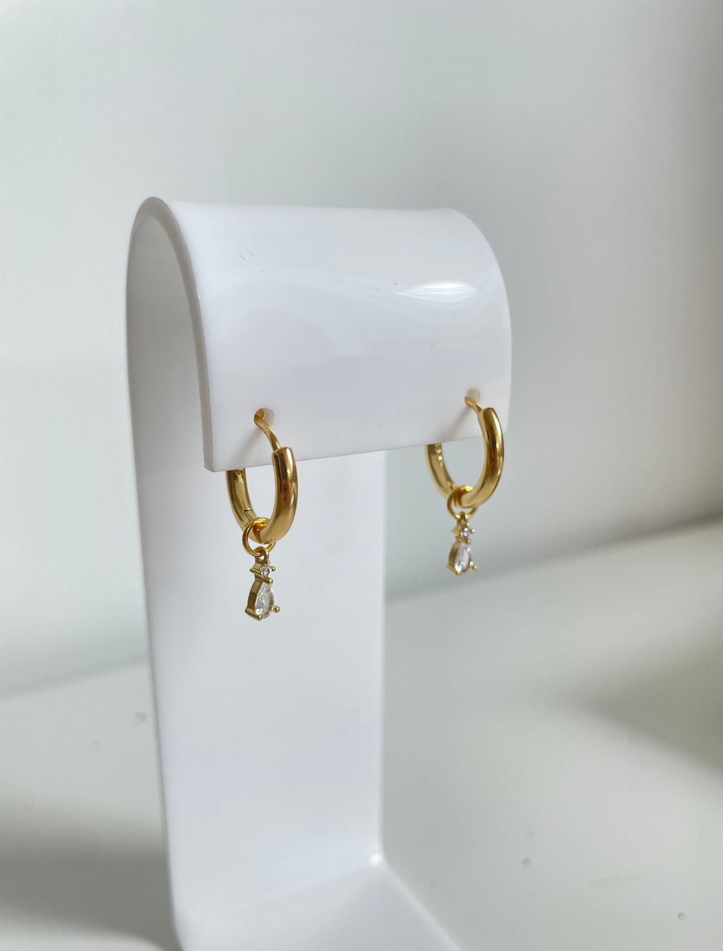 Small Drop Earrings Charms in Crystal White