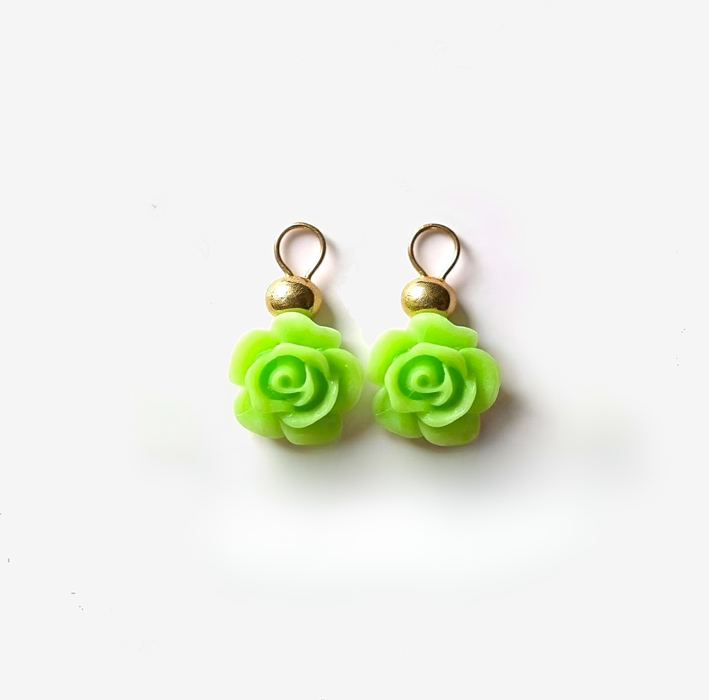 Neon Green Flowers Earrings Charms
