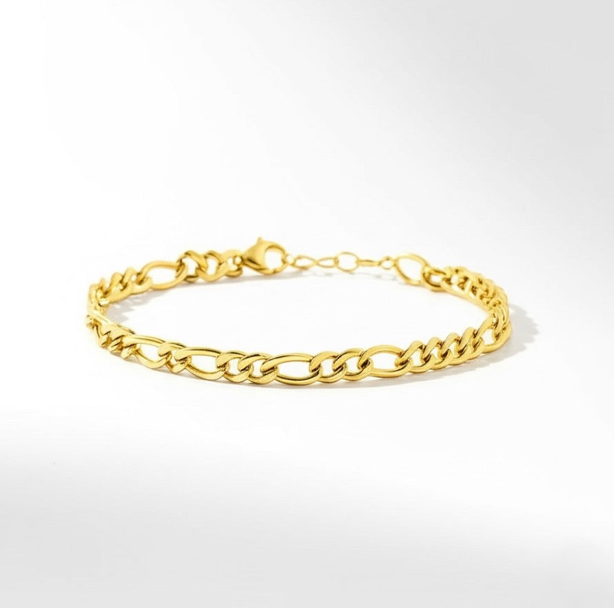 Delicate Figaro Gold Plated Stainless Steel Bracelet