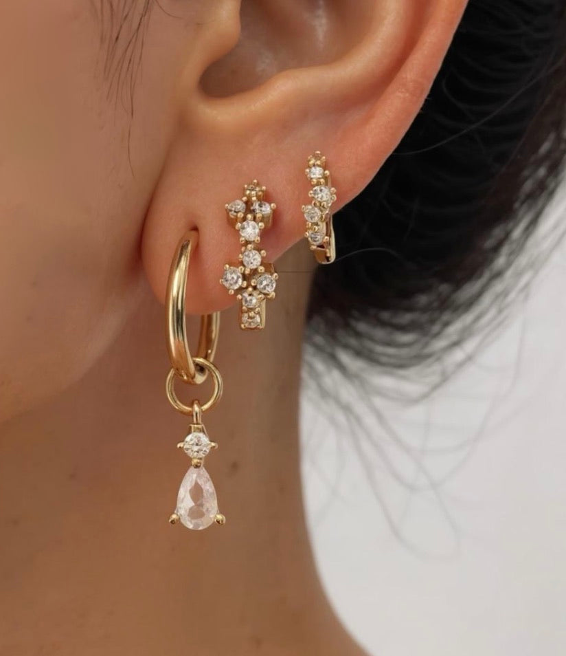 White and Pink Teardrop Earrings Charms