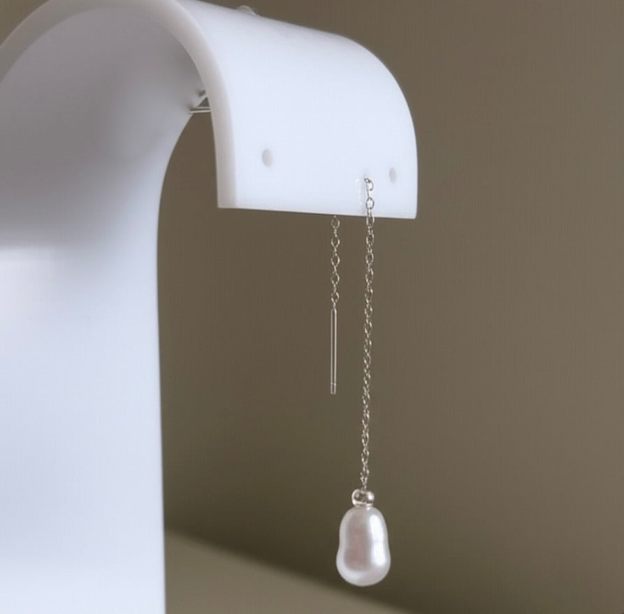 Baroque Pearl Sterling Silver Threader Earrings