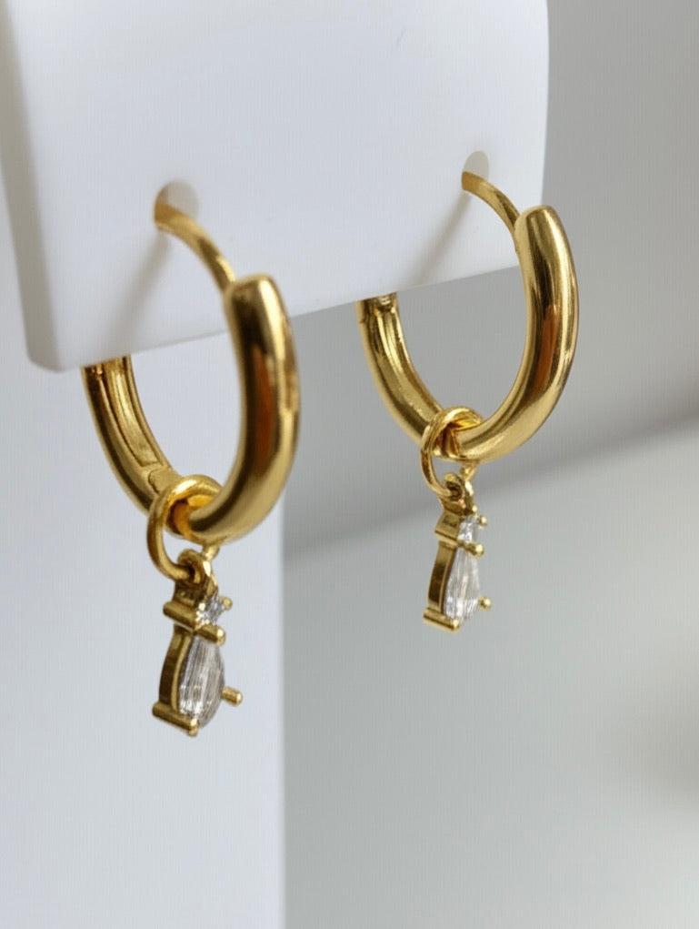 Small Drop Earrings Charms in Crystal White