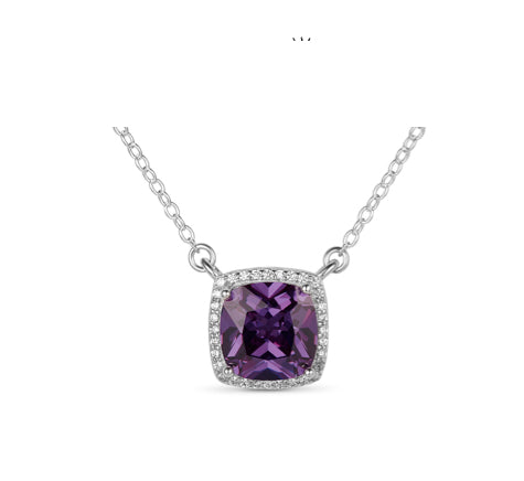 Amethyst Cubic Zirconia Sterling Silver Necklace