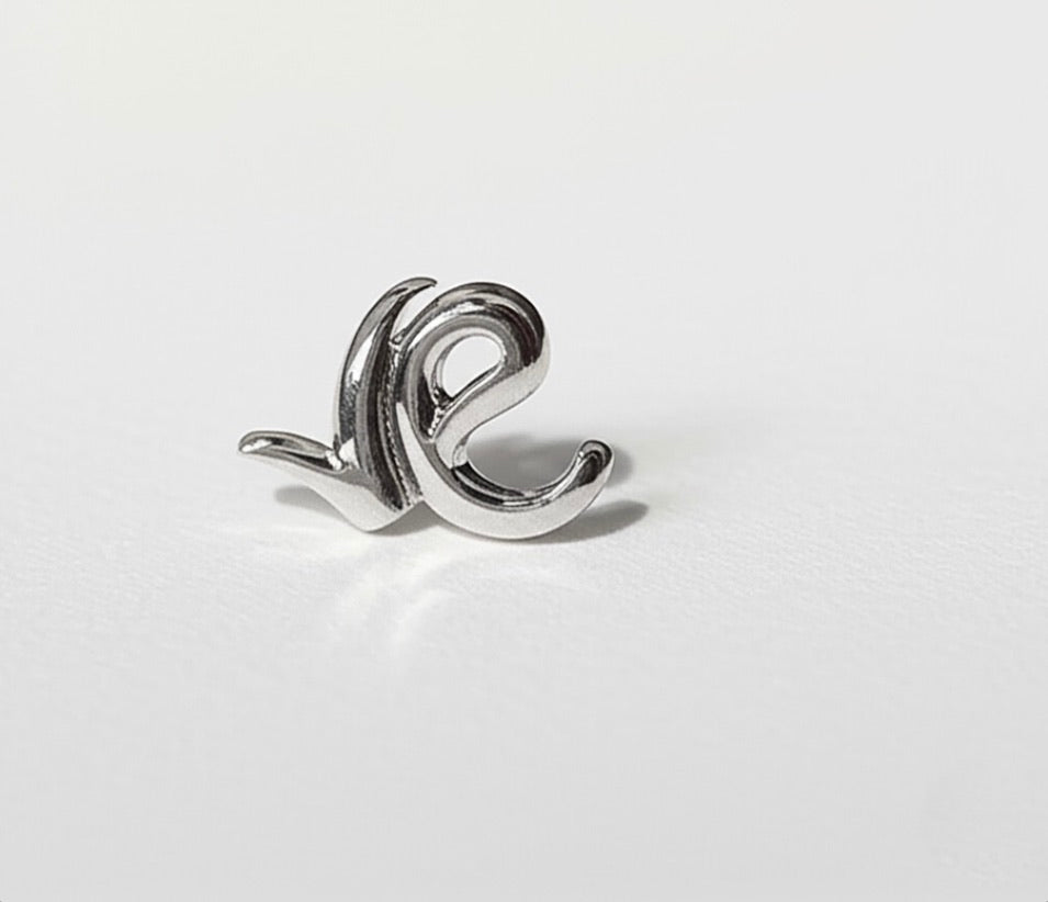 Symbol E Sterling Silver Single Stud Earring