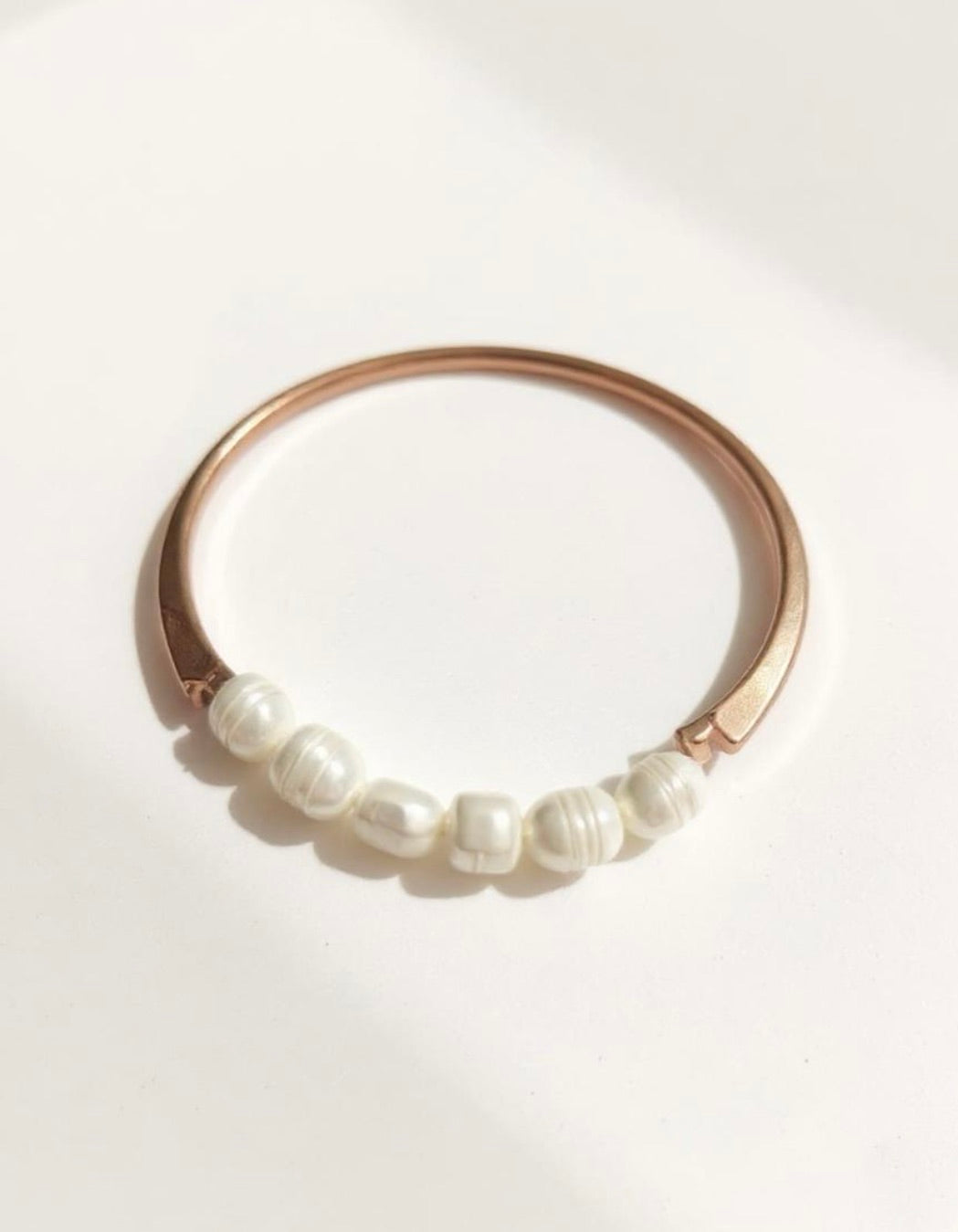Baroque Pearls Rose Gold Bangle Bracelet