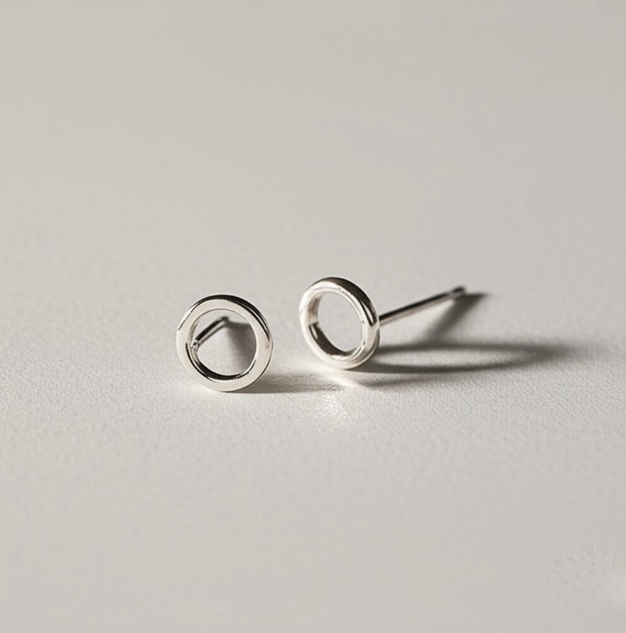 Smooth Circles Stainless Steel Stud Earrings
