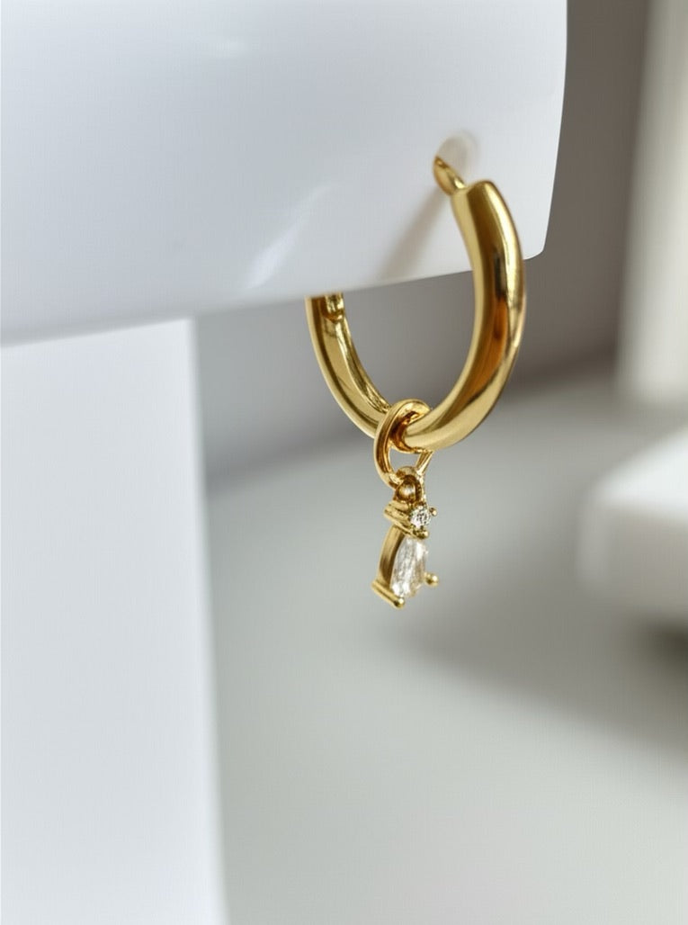 Small Drop Earrings Charms in Crystal White