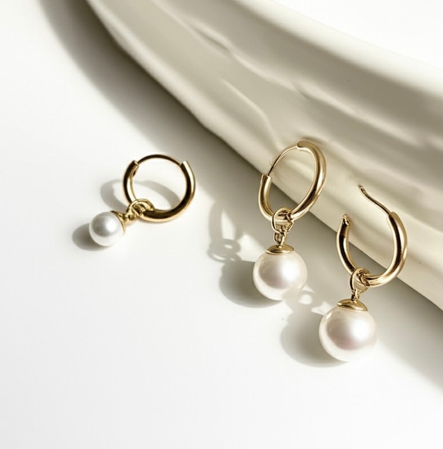 White Seashell Pearl Earring Charms- Small