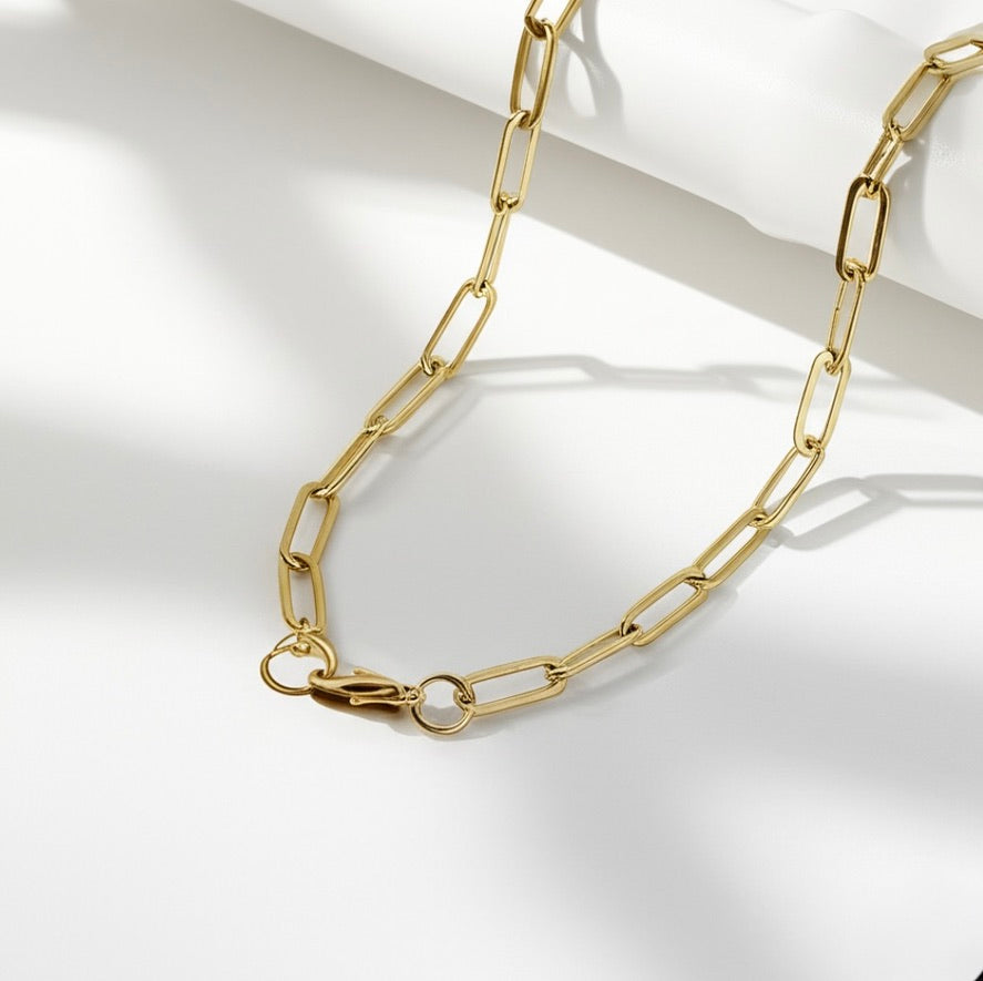 Paper Clip Stainless Steel Necklace in Gold