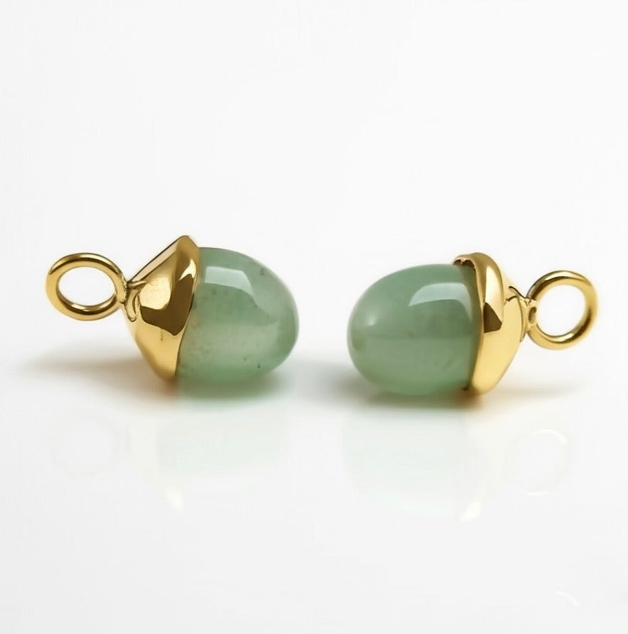 Green Aventurine Teardrop Earrings Charms