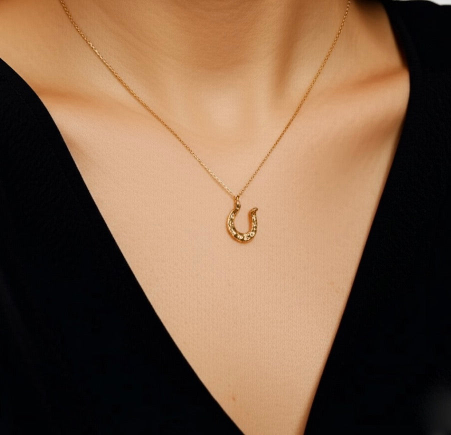 Horse Shoe Gold Plated Silver Necklace