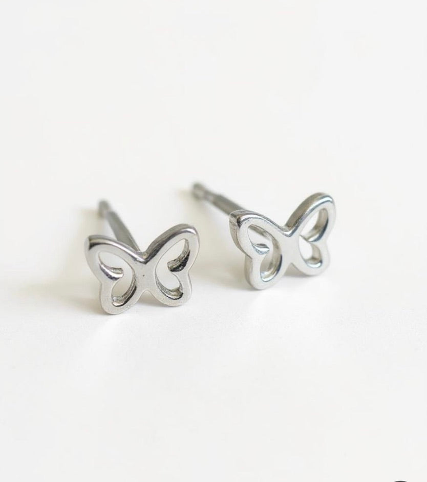 Hollow Butterfly Sterling Silver Stud Earrings