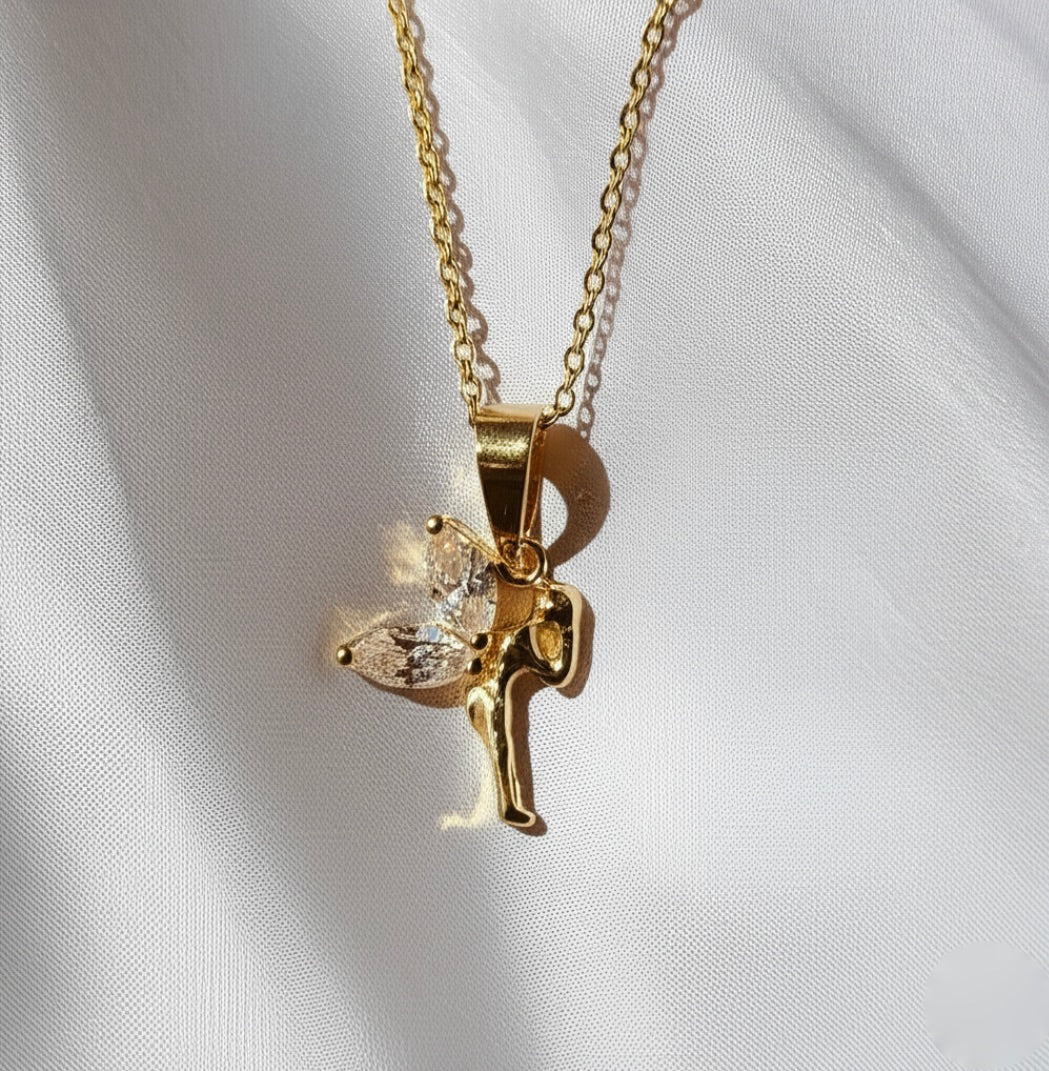 Dainty Fairy Gold and Cubic Zirconia Pendant