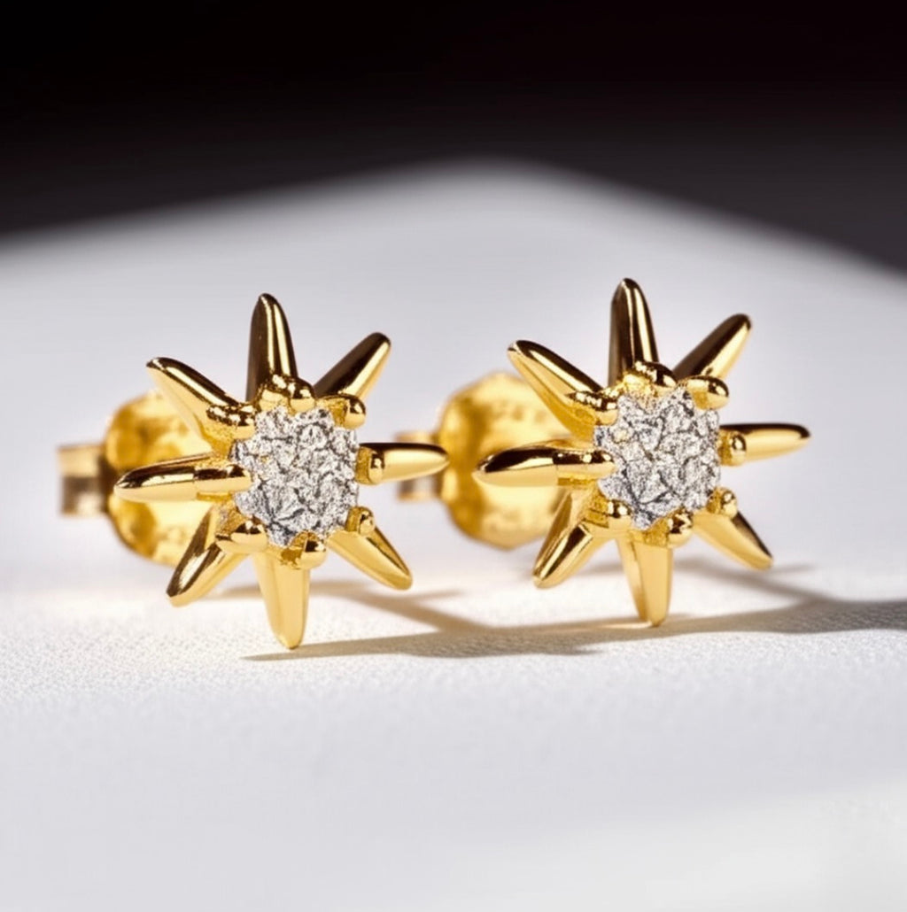 Sparkling Start Gold Plated Silver Stud Earrings