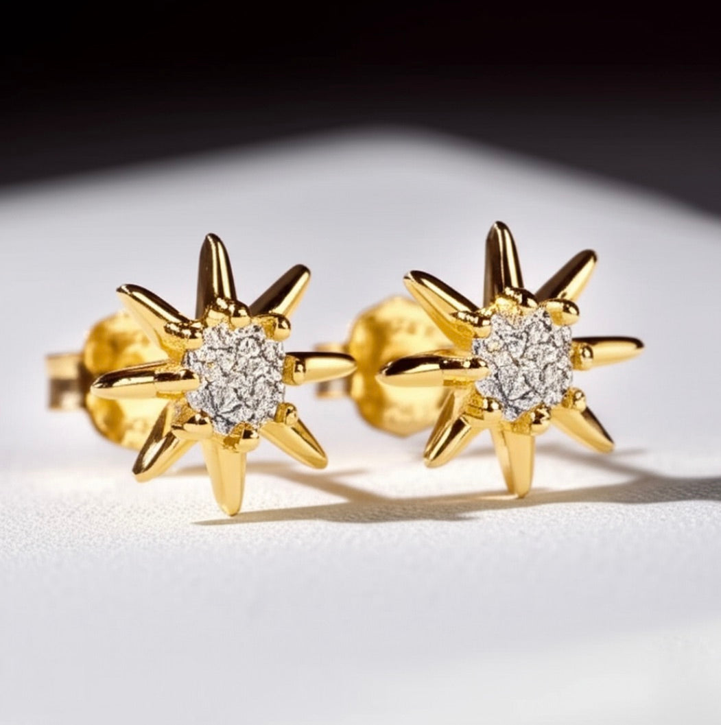 Sparkling Start Gold Plated Silver Stud Earrings