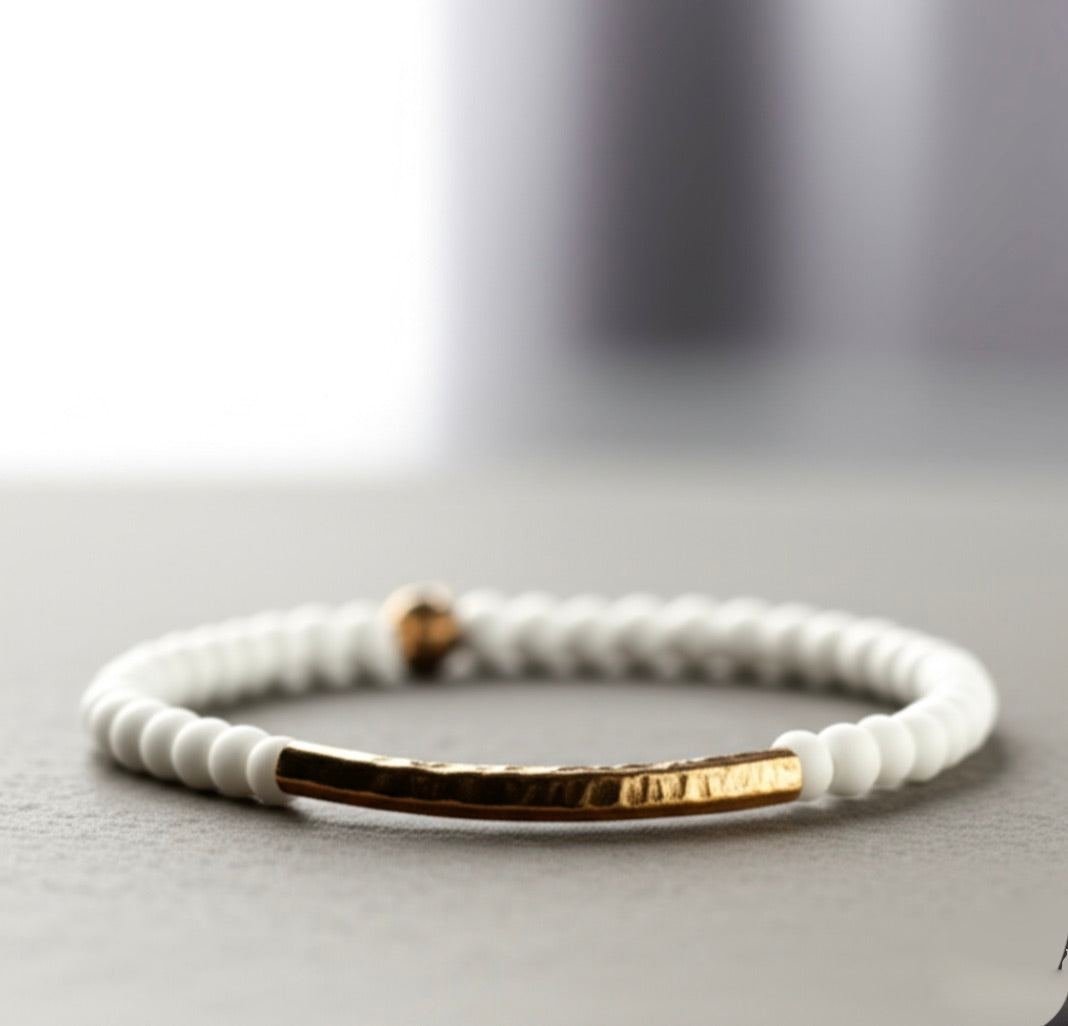 Natural White Stone Beads Bracelet