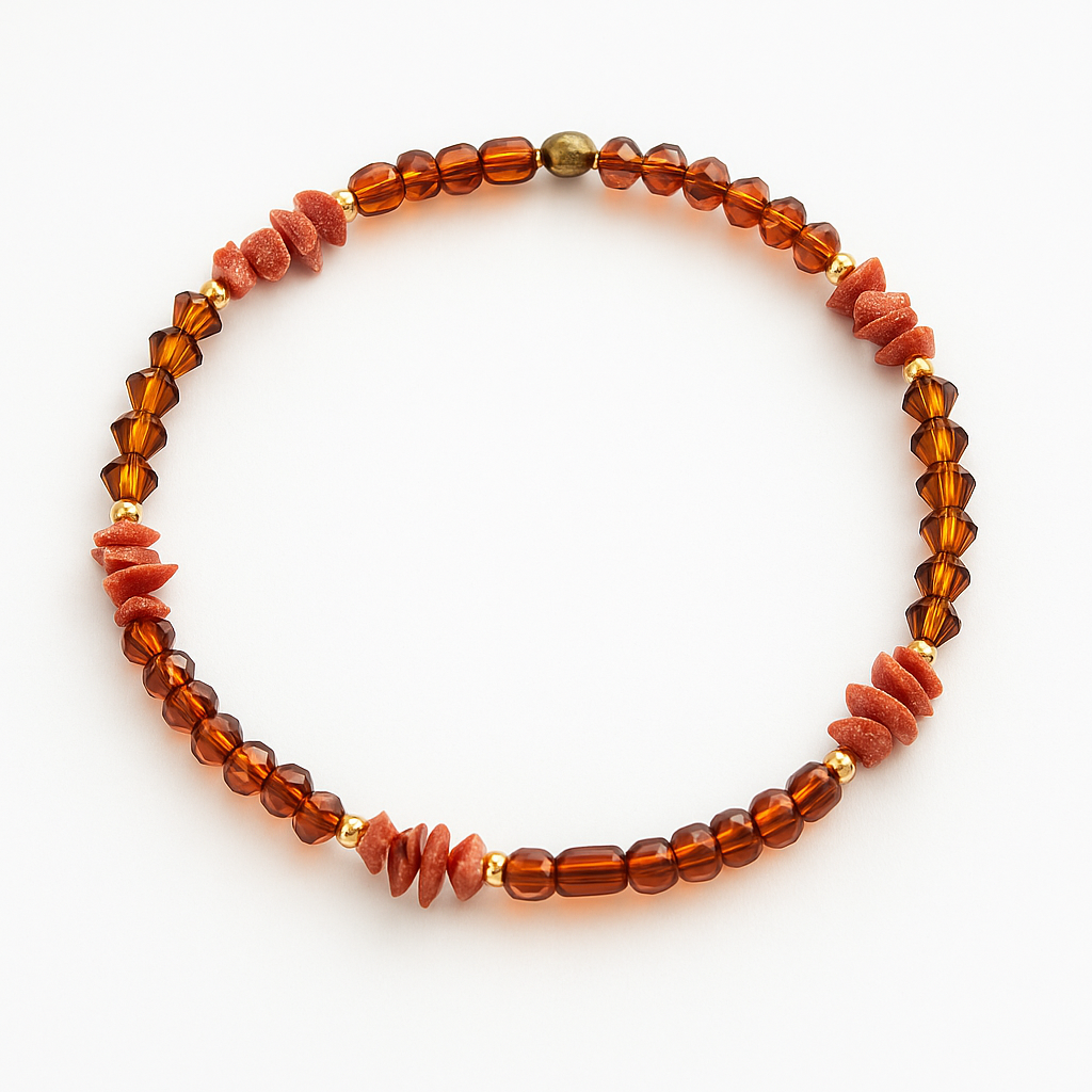 Brown Stones and Crystal Beads Stack Bracelet