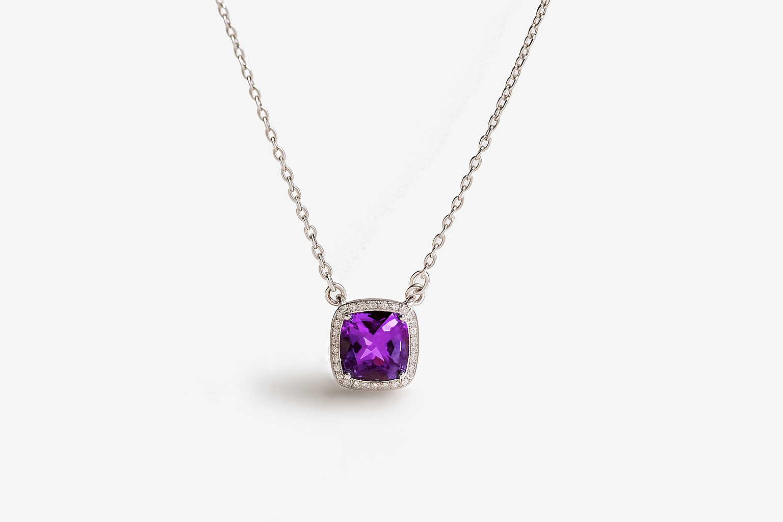 Amethyst Cubic Zirconia Sterling Silver Necklace