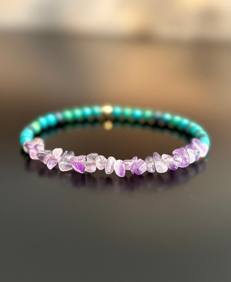Amethyst and Green Gemstones Bracelet