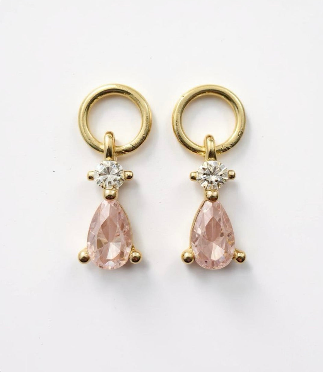 White and Pink Teardrop Earrings Charms