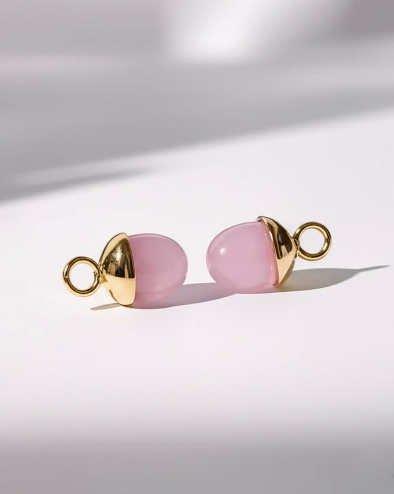 Rose Quartz Teardrop Earrings Charms