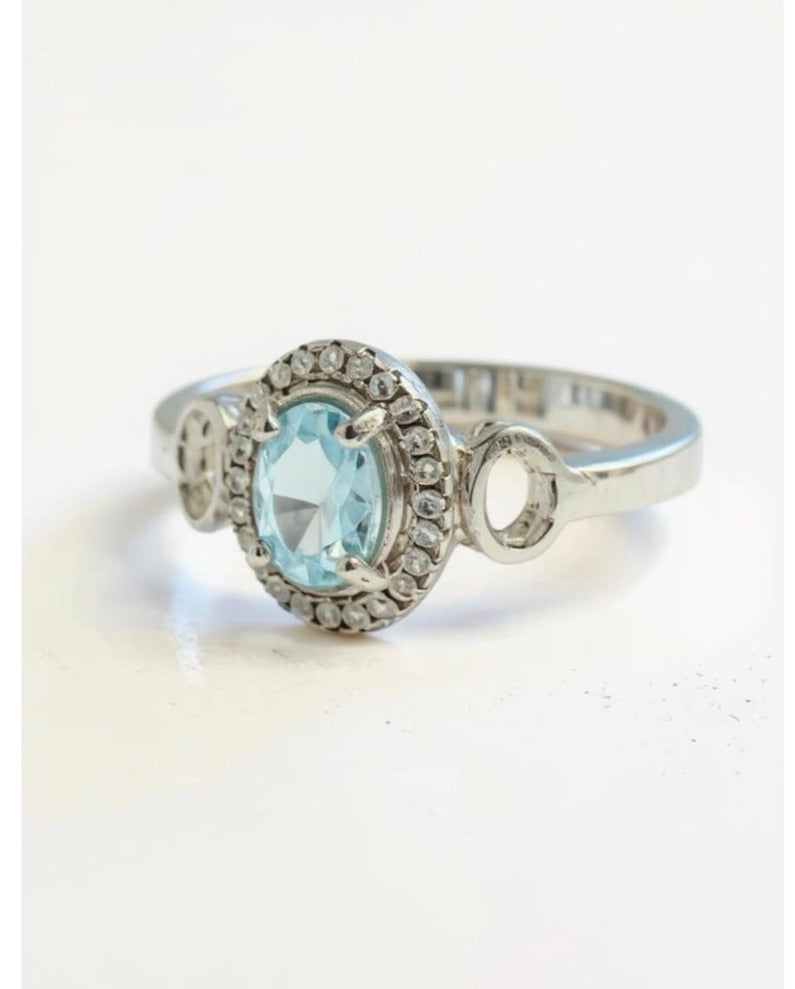 Aquamarine Sterling Silver Solitaire Ring