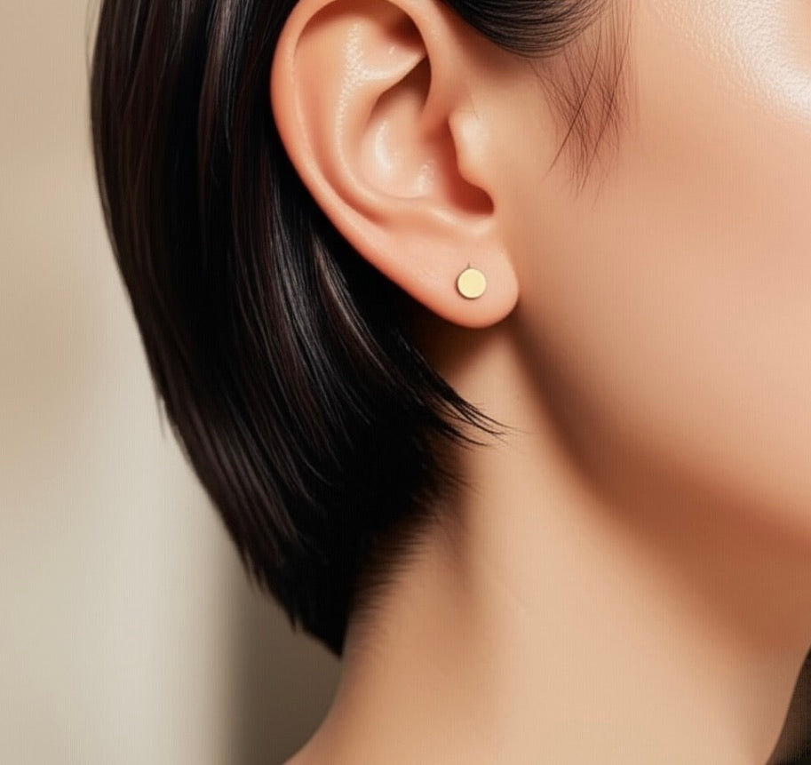 Smooth Dot Gold Plated Silver Stud Earrings