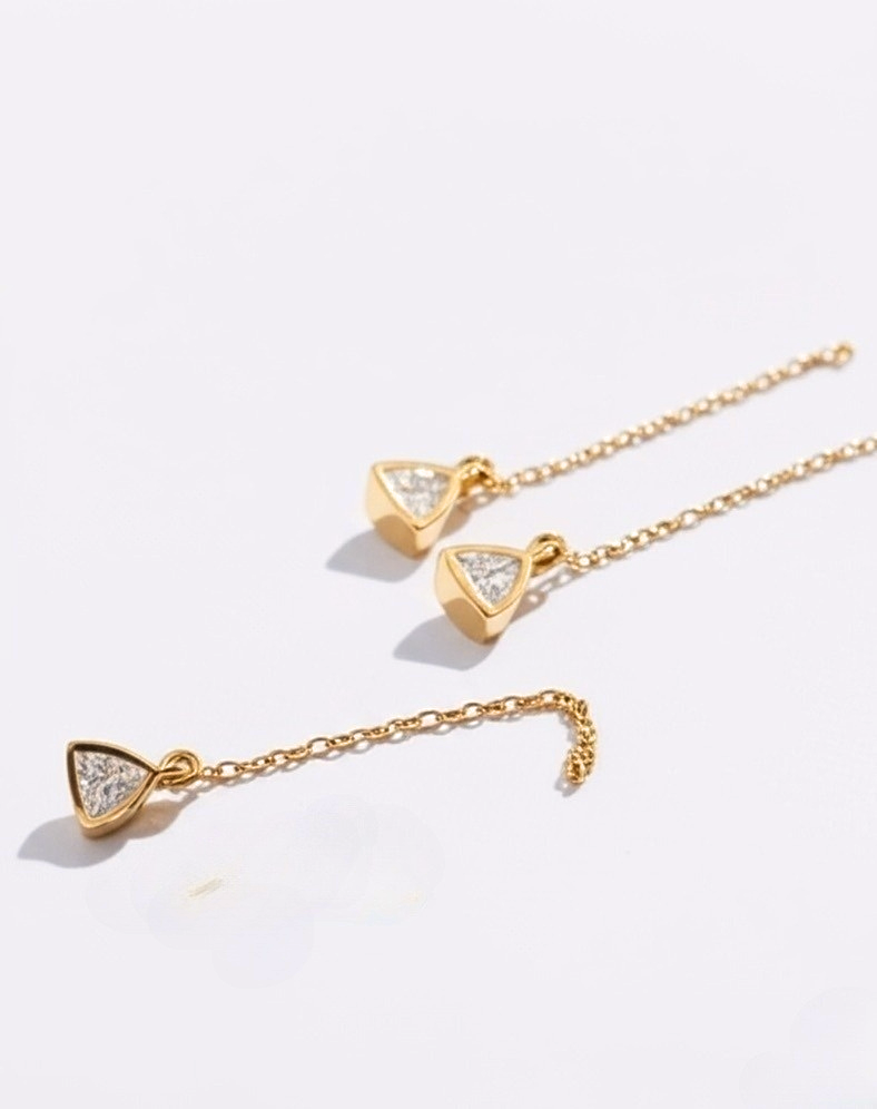 Triangle Gold Plated Chain Stud Earrings