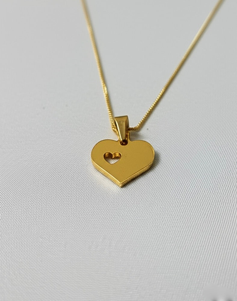 Heart with Tiny Heart Pendant Necklace