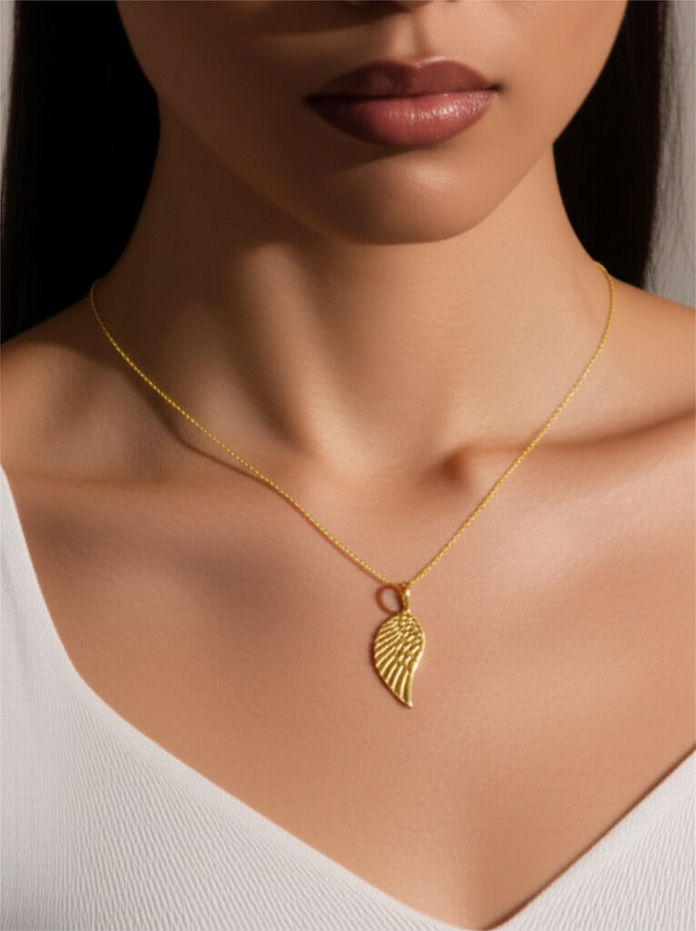 Gold Plated Feather Pendant