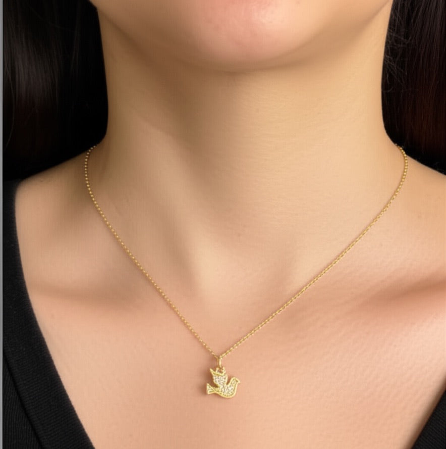 Gentle Bird Cubic Zirconia Pendant Necklace