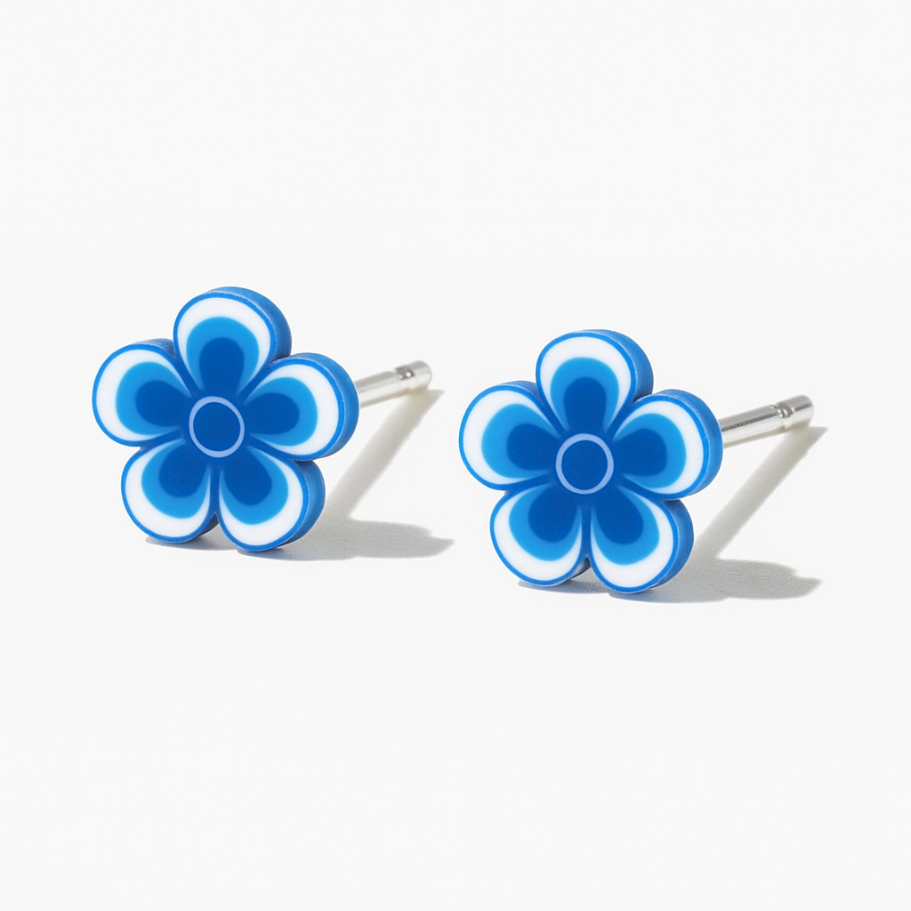Mini Blue Daisy Stud Earrings